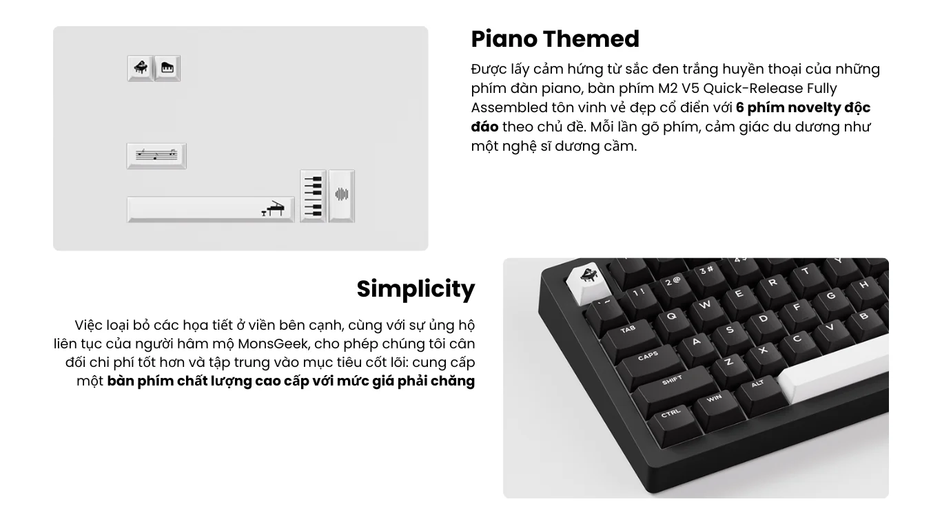 Bàn phím cơ MonsGeek M2 V5 VIA Black Piano Themed