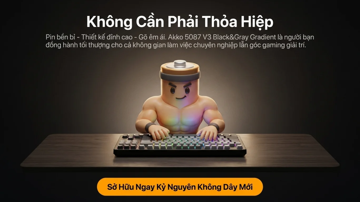 Bàn phím AKKO 5087 V3 Black&Gray Gradient (Bluetooth5.0/2.4GHz/USB Type-C/Hotswap/Switch Akko Botany)