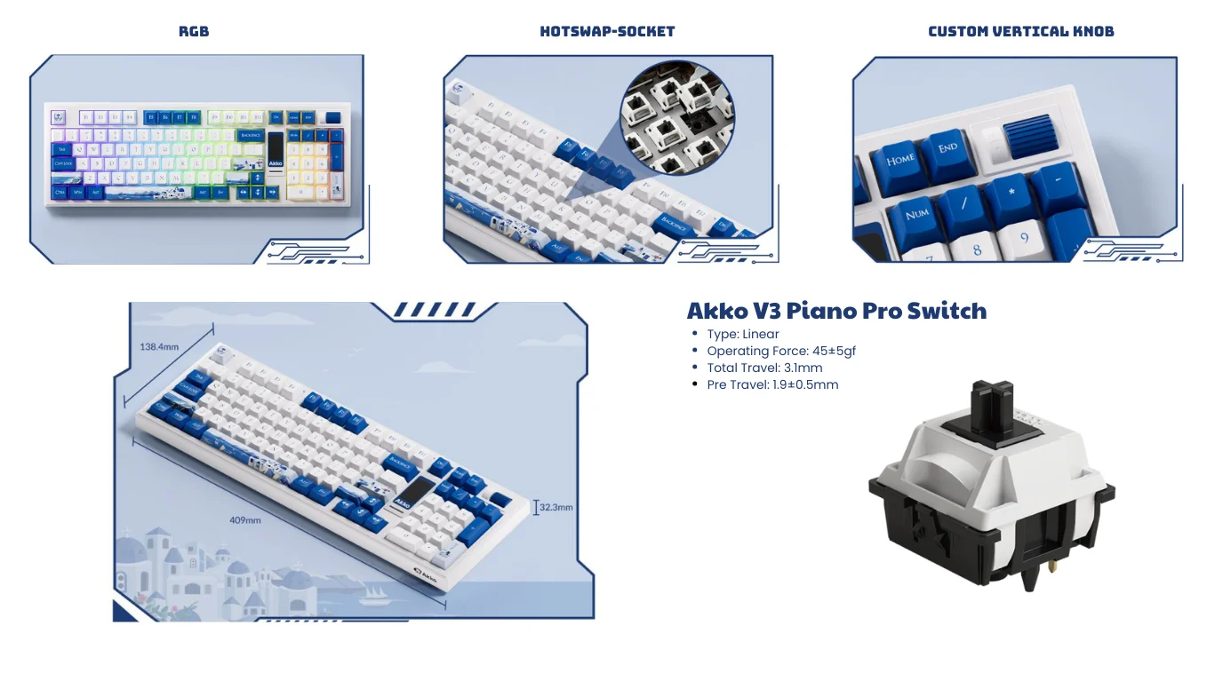 Bàn phím AKKO 5098B Santorini (RGB / Hotswap / Akko V3 Piano Pro)
