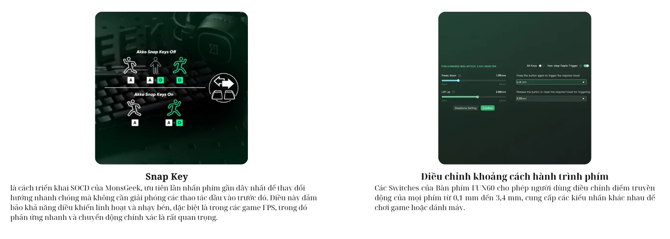 Bàn phím cơ MonsGeek FUN60 Pro SP White Akko Glare Magnetic Switches Tri-Mode ( Dây/USB/Bluetooth)