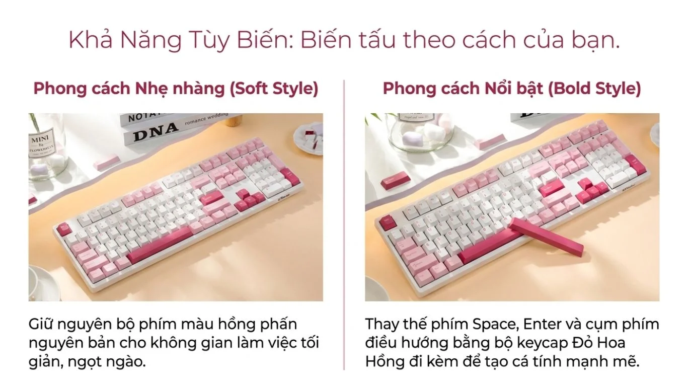 Bàn phím cơ AKKO 3108RF V3 Prunus Lannesiana (2.4GHz / USB Type-C, No LED, No Hotswap)