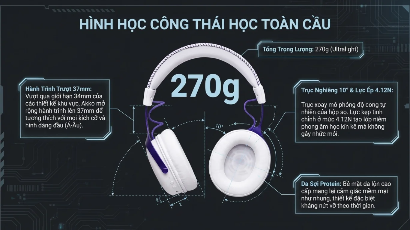 Tai nghe gaming Akko Verge S9 Ultra White ( Kết Nối Quad – Mode)
