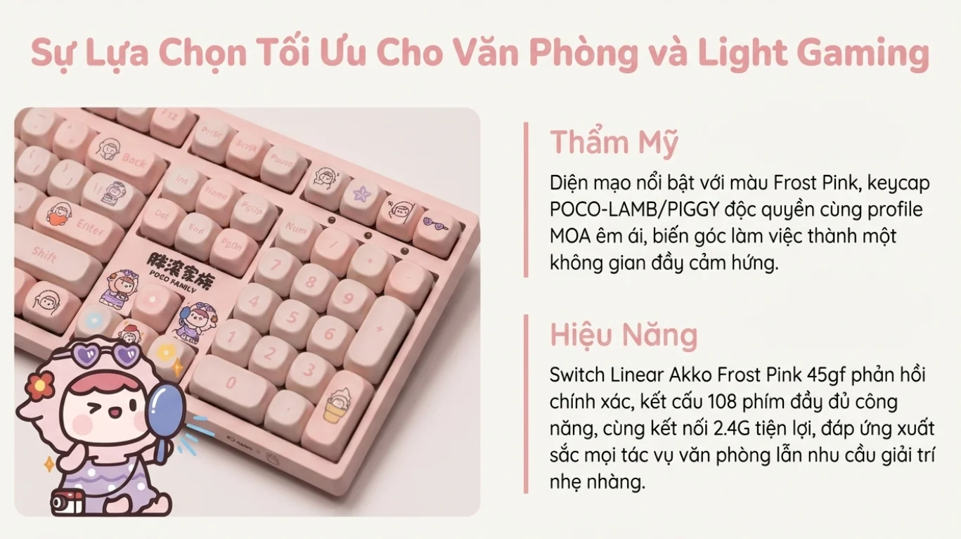 Bàn phím AKKO 3108RF V3 POCO LAMB (Hotswap/USB Type-C/Wireless/No Led)