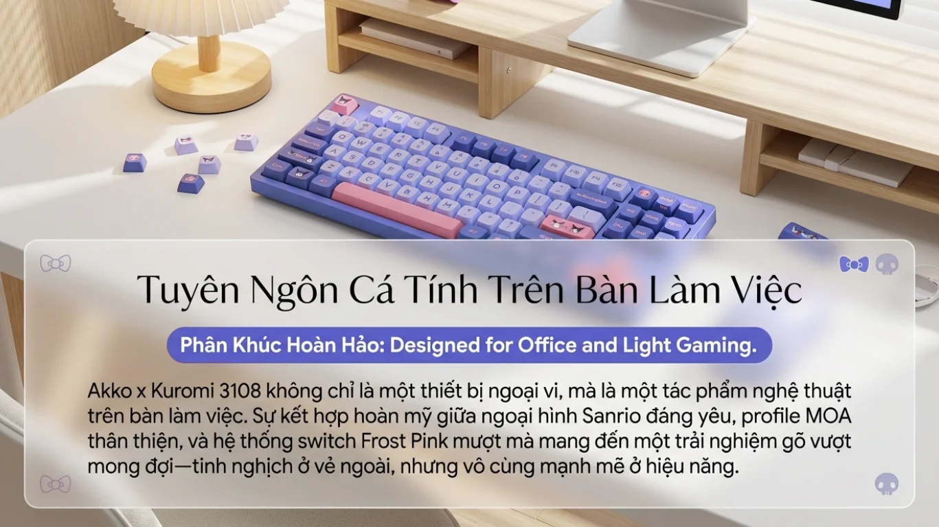 Bàn phím AKKO 3108RF V3 Kuromi (Hotswap/USB Type-C/Wireless/No Led)