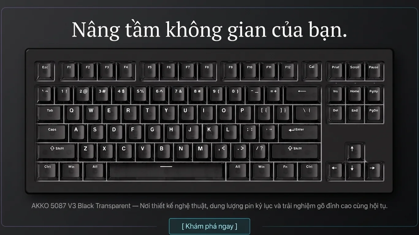 Bàn phím AKKO 5087 V3 Transparent (Bluetooth5.0/2.4GHz/USB Type-C/Hotswap/Akko V3 Piano Pro)