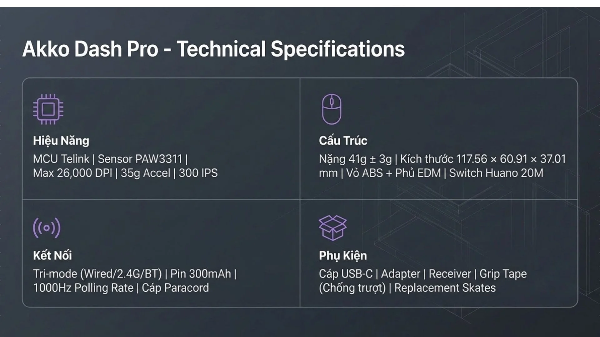 Chuột Không dây Gaming Akko Dash Pro Black