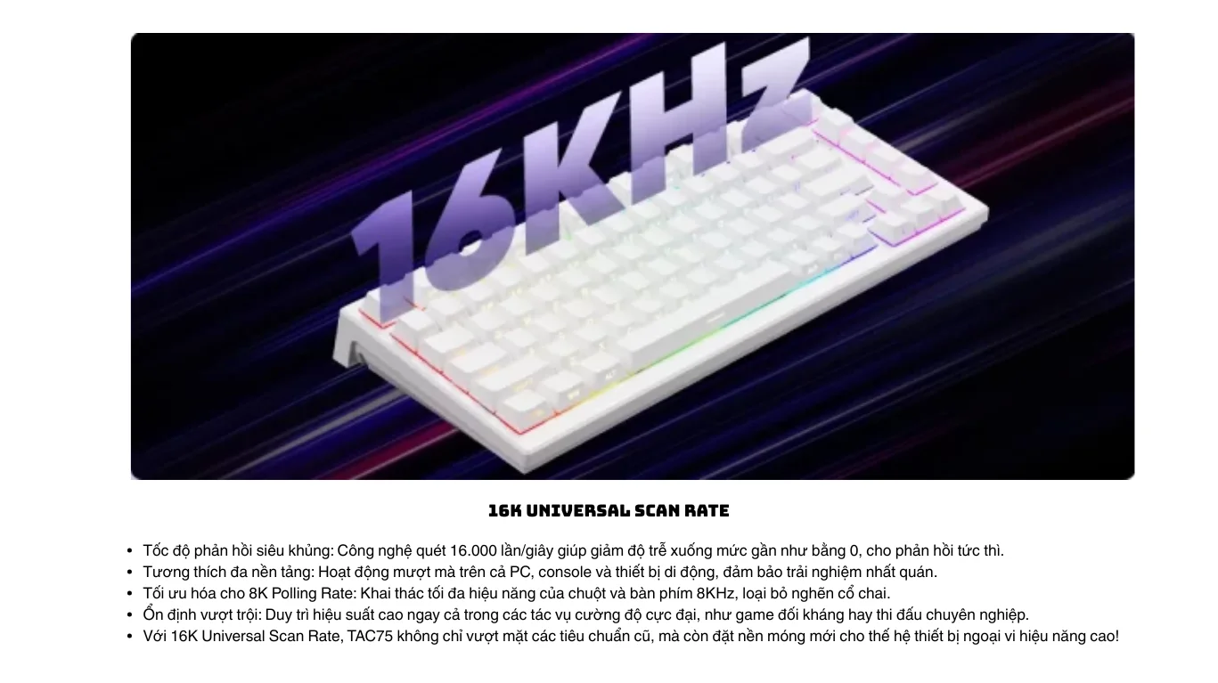 Bàn phím cơ AKKO TAC75 White HE Astrolink Magnetic Switch