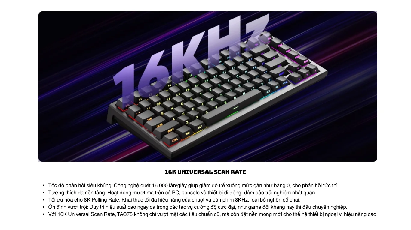 Bàn phím cơ AKKO TAC75 Black HE Astrolink Magnetic Switch
