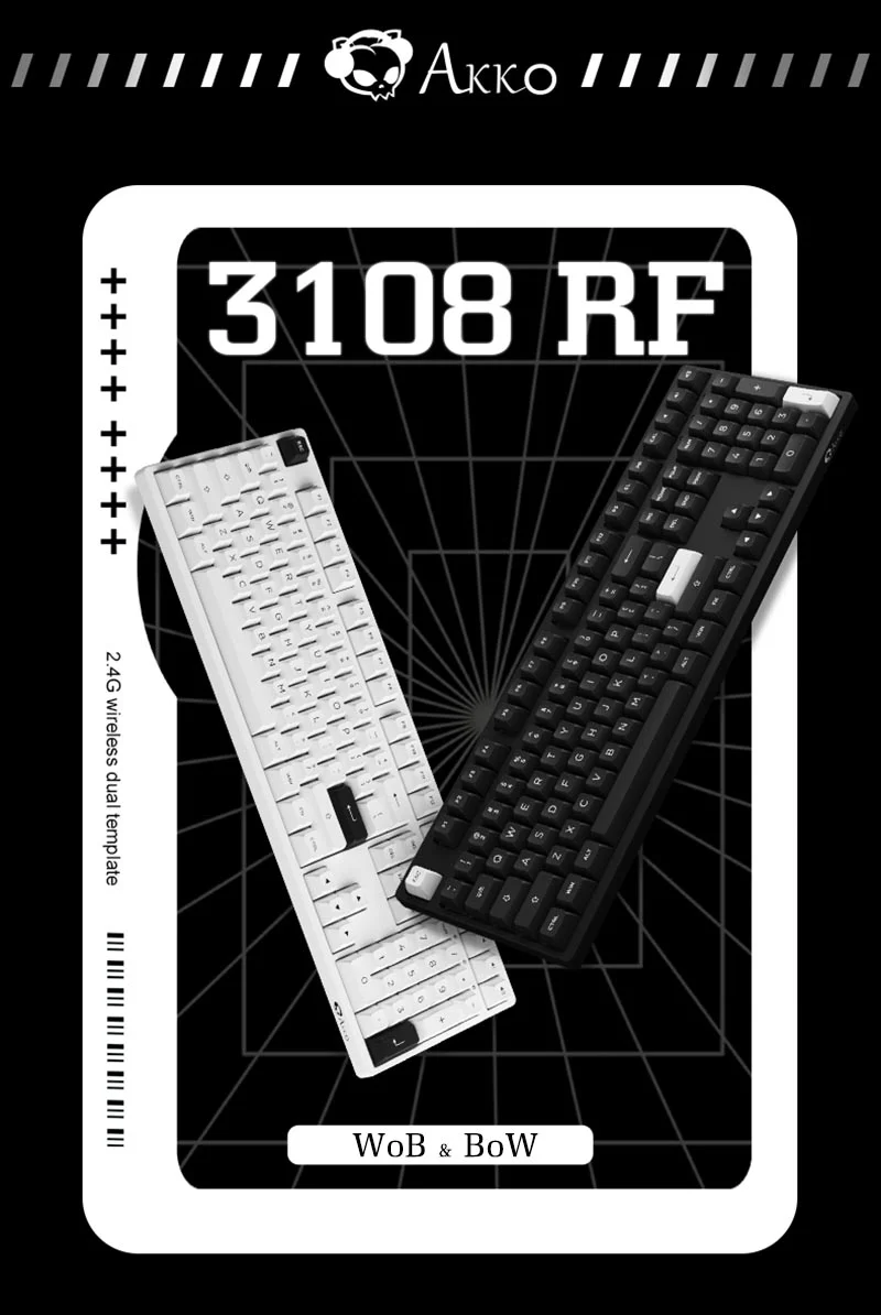 Bàn phím cơ AKKO 3108 RF White on Black (2.4Ghz / AKKO sw v3)