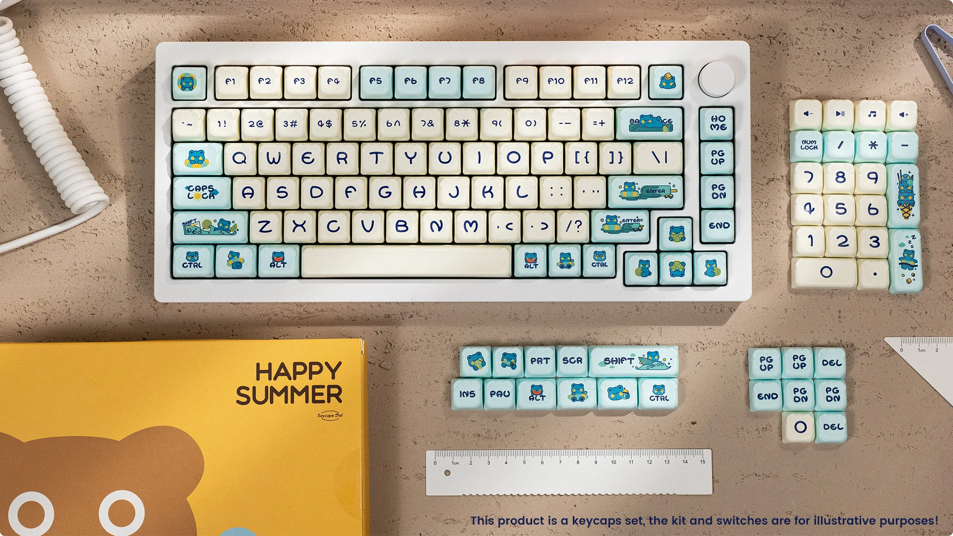AKKO Keycap set – Akko Lemon Bear (PBT Dye-subbed / OEM profile / 122 nút)