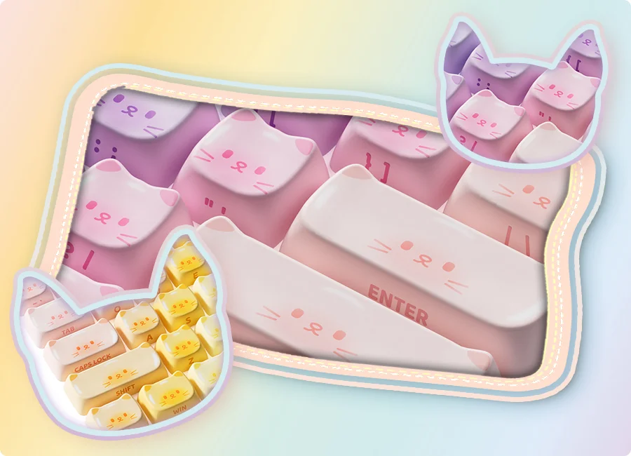 AKKO Keycap set – Colorful Cats MAO (PBT Dye-subbed / MAO profile / 142 nút)