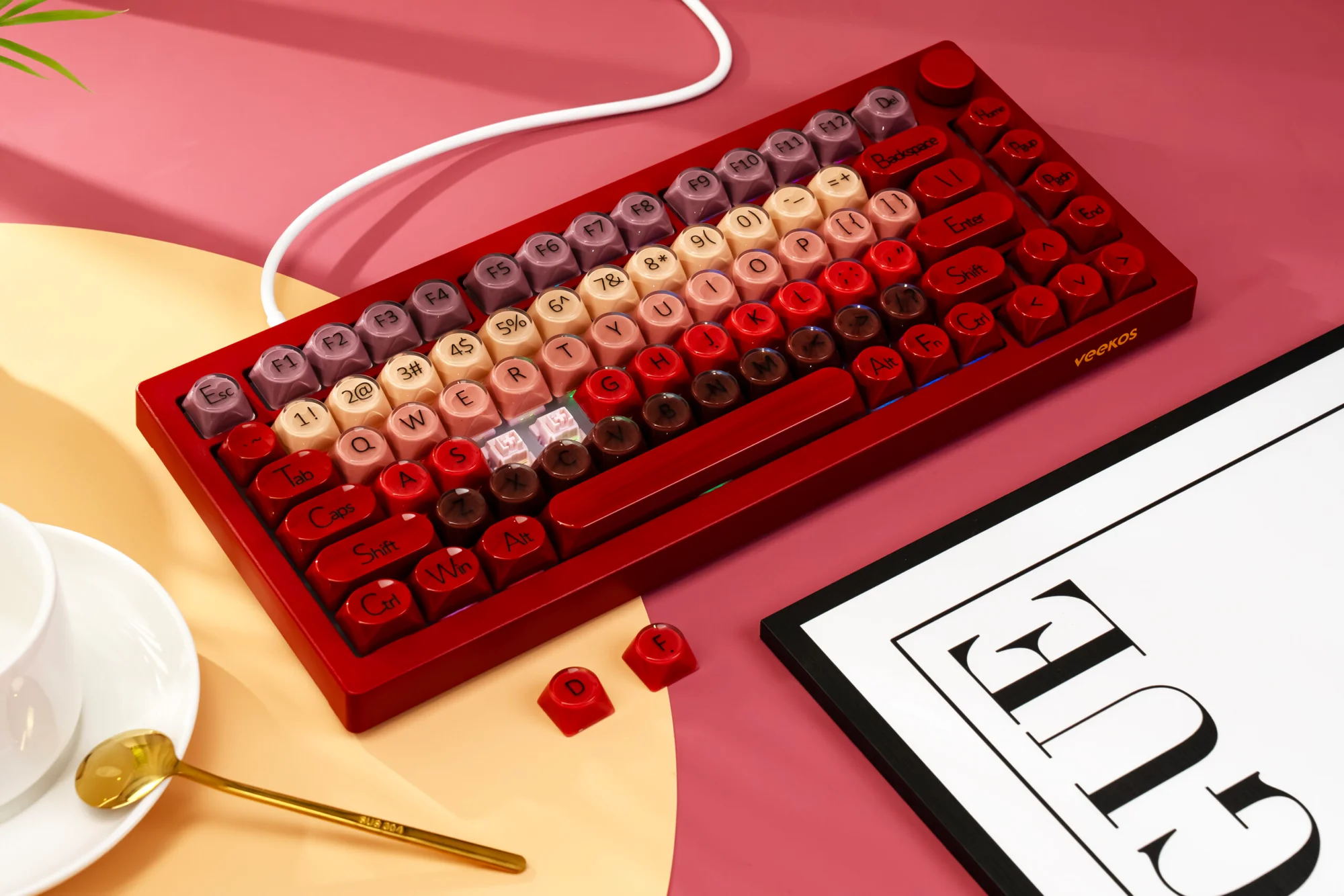 Bàn phím cơ Veekos K75 Wine Red - 1mode