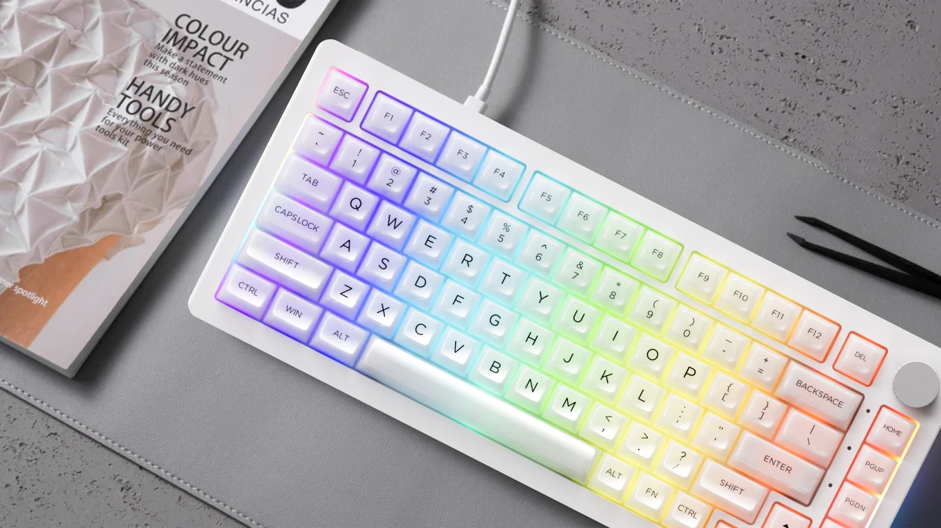 Bàn phím cơ AKKO 5075B Plus Transparent ASA White/Piano Pro (Hotswap/RGB/Multi-modes)