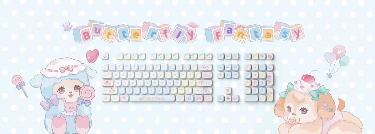 Akko Butterfly Fantasy Keycap Set (PBT Dye-subbed / MOA profile / 140 nút)