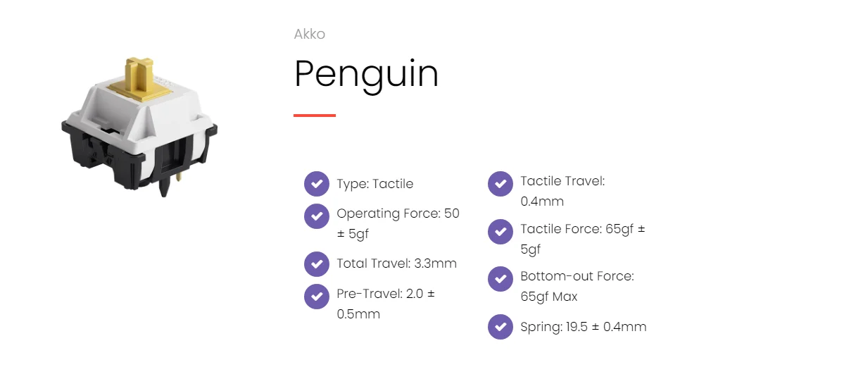 AKKO Penguin Switch (Silent) ( 5 pin / 45 switch)