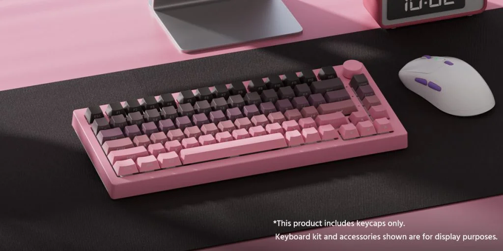 Veekos Black & Pink Gradient Keycaps (PBT Double-Shot / Cherry profile / 135 nút)