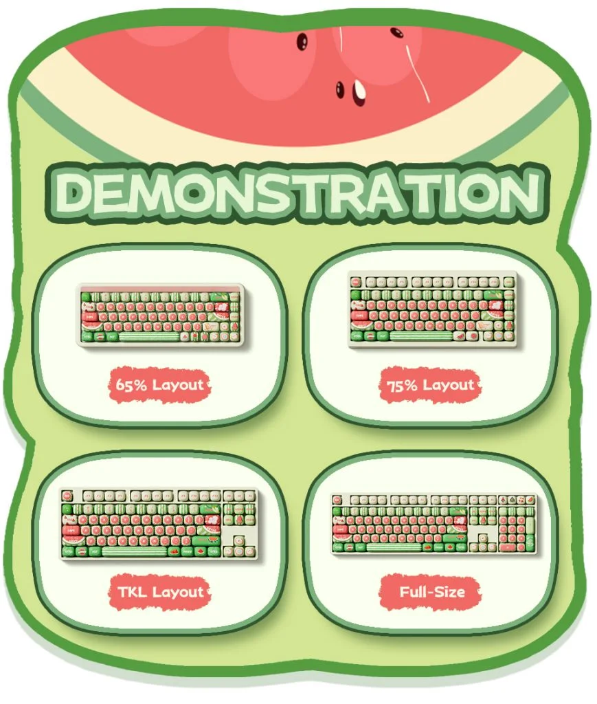 AKKO Keycap set – Watermelon (PBT Dye-subbed / MOG profile / 139 nút)