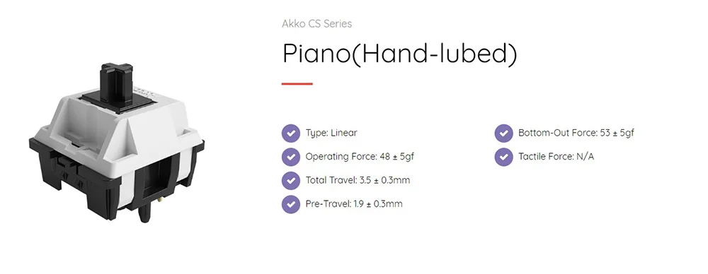 AKKO CS switch – Piano (Lubed / 5 pin / 45 switch)