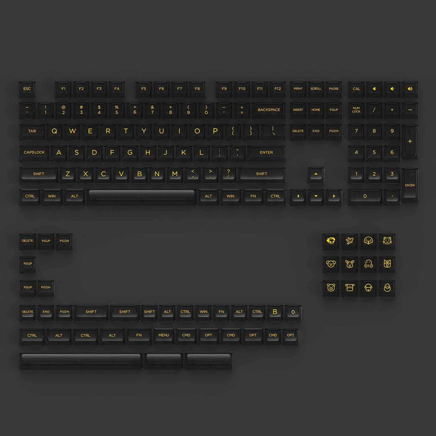 AKKO Keycap set – Black (PC / ASA-Clear profile / 155 nút)