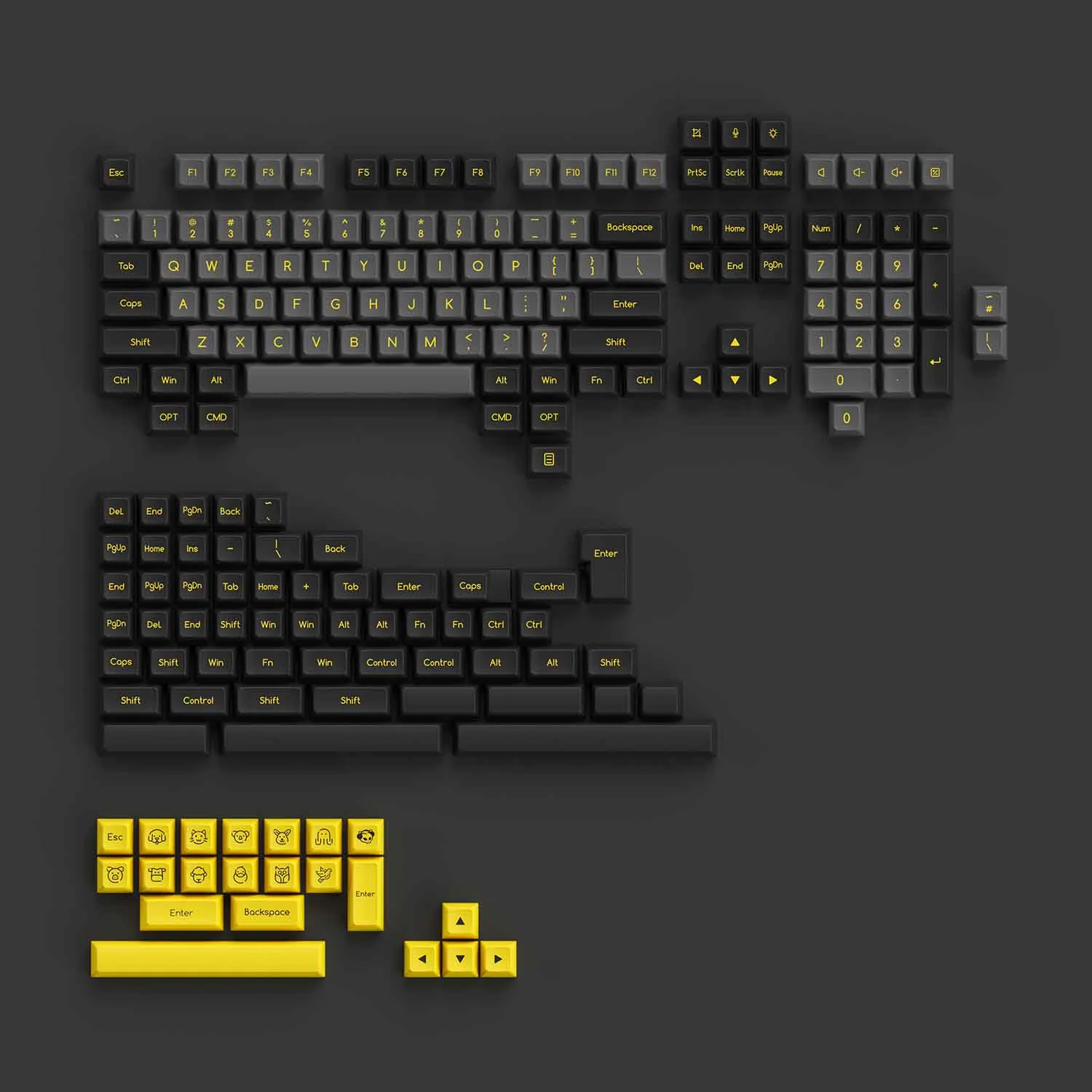 AKKO Keycap Set – Black&Gold (ABS Double-Shot / SAL profile / 195 nút)