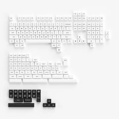 AKKO Keycap Set – Black on White BoW (ABS Double-Shot / SAL profile / 195 nút)