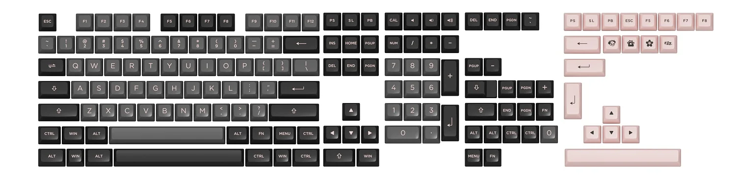 AKKO Keycap set – Black Pink (PBT Double-Shot/ASA profile/158 nút)