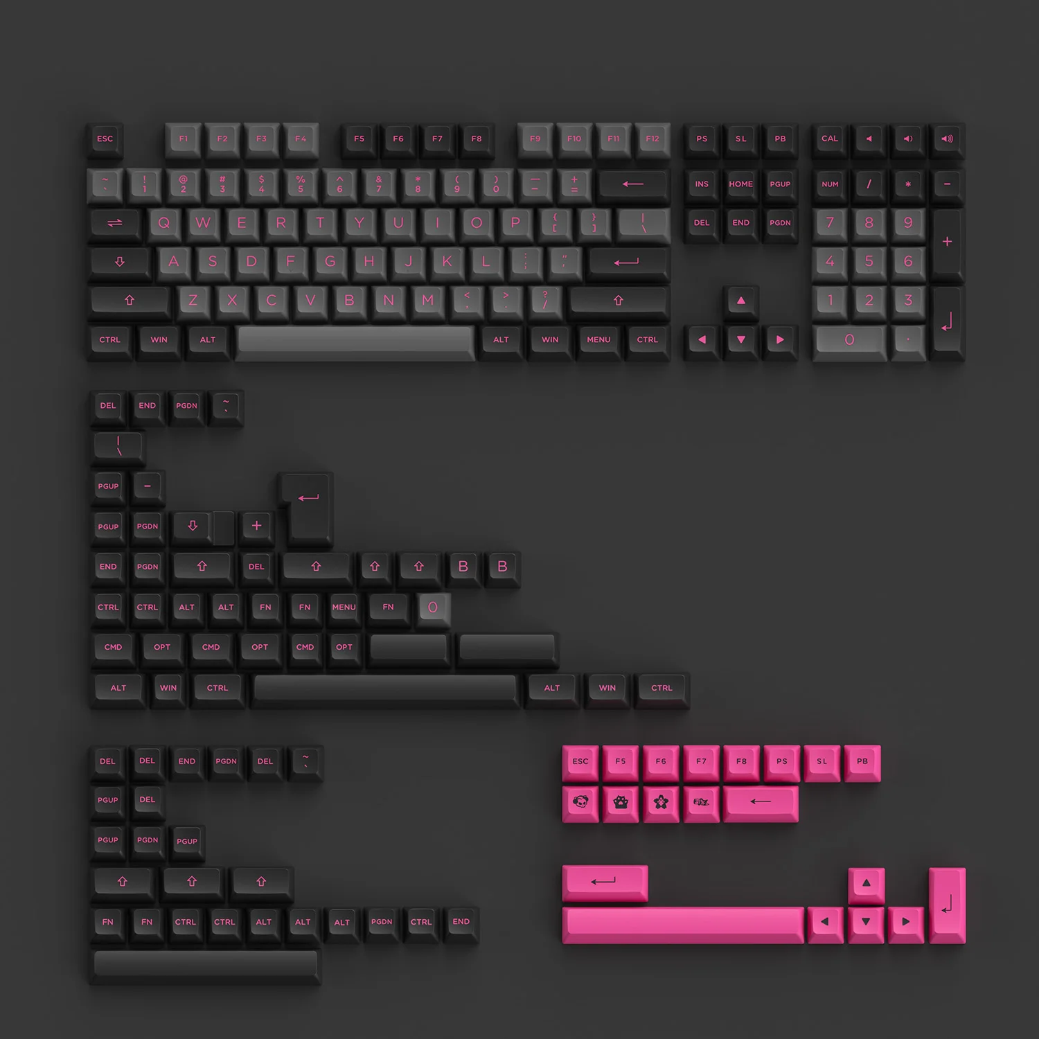 AKKO Keycap set – Black & Rose (PBT Double-Shot/ASA profile/197 nút)