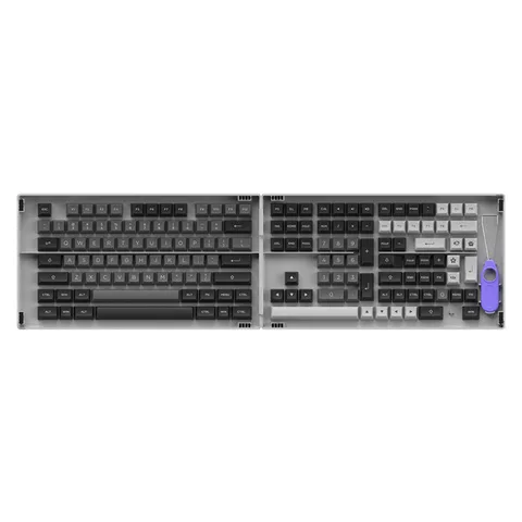 AKKO Keycap set – Black & Silver (PBT Double-Shot/ASA profile/197 nút)