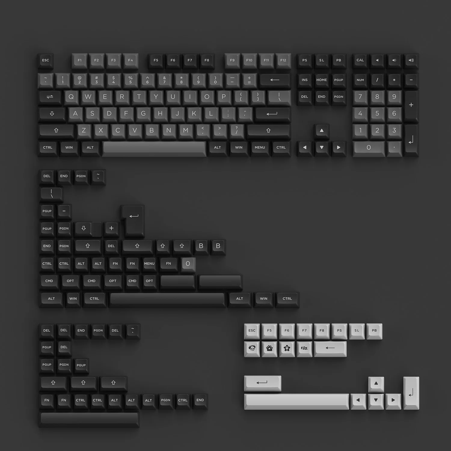 AKKO Keycap set – Black & Silver (PBT Double-Shot/ASA profile/197 nút)