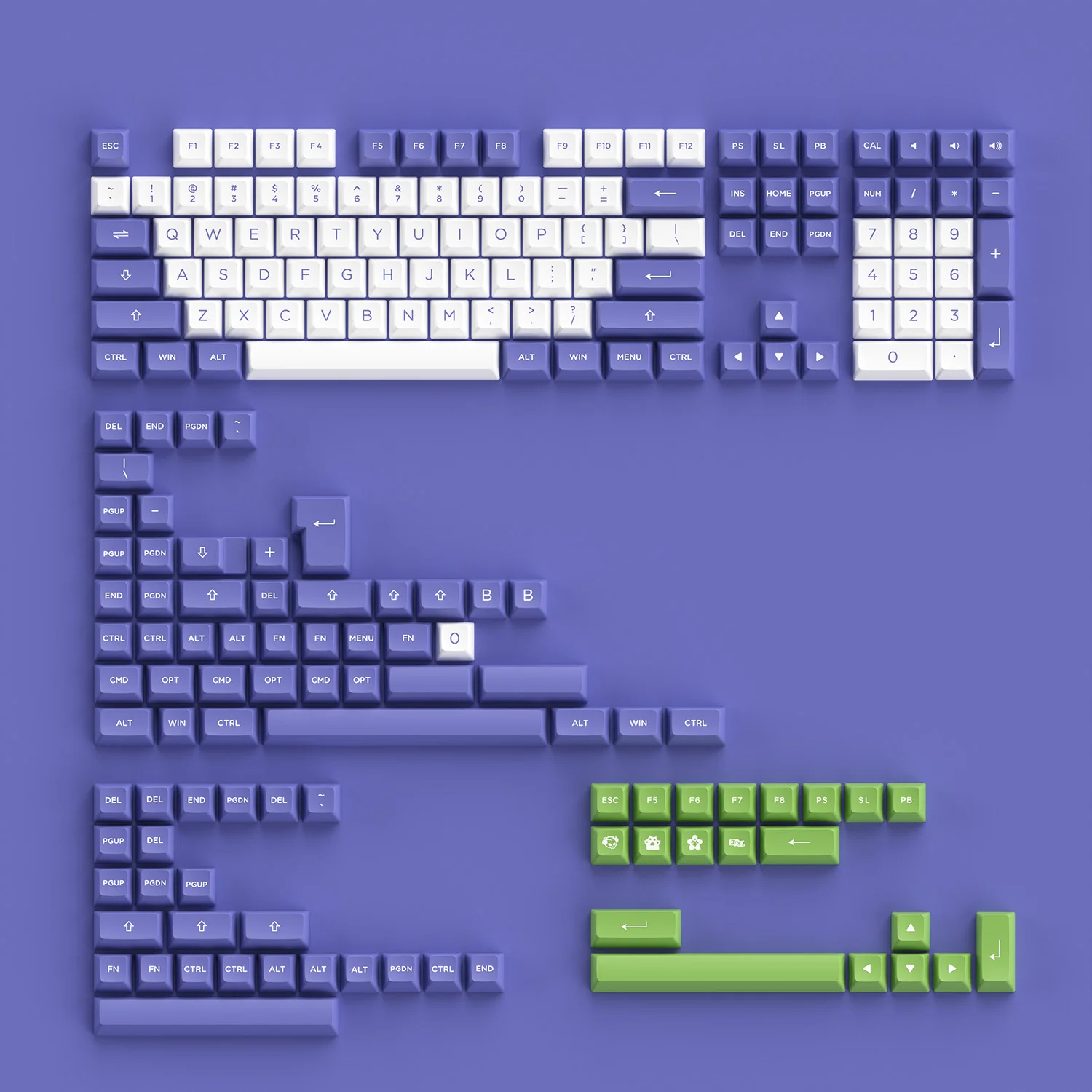 AKKO Keycap set – Very Peri (PBT Double-Shot/ASA profile/197 nút)