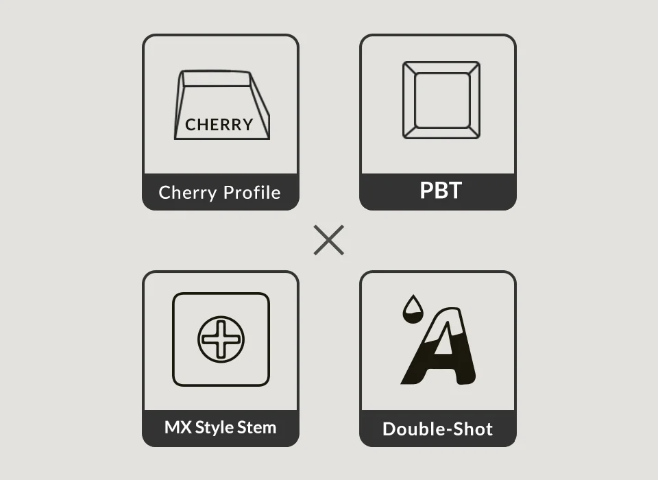 AKKO Keycap set – Cool Gray (PBT Double-Shot / Cherry profile / 132 nút)