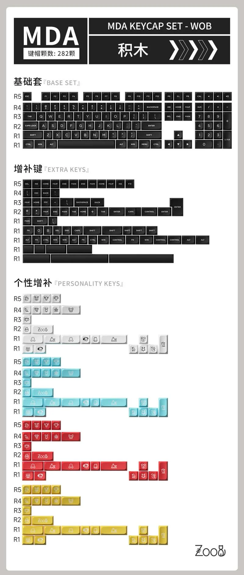 AKKO Keycap set – WOB (PBT Double-Shot / MDA profile / 282 nút)