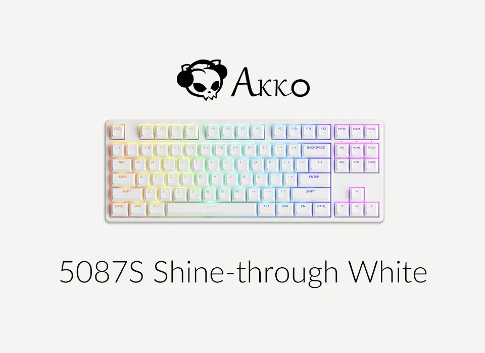 Bàn phím AKKO 5087 RGB ASA – White (Foam tiêu âm / Hotswap / AKKO CS Jelly switch)