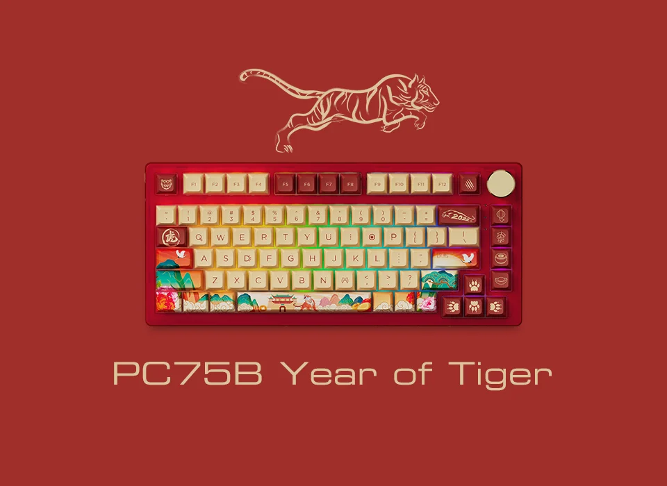 Bàn phím AKKO PC75B Plus Year of Tiger (Bluetooth 5.0 / Wireless 2.4Ghz / Hotswap / Foam tiêu âm / Lubed switch)