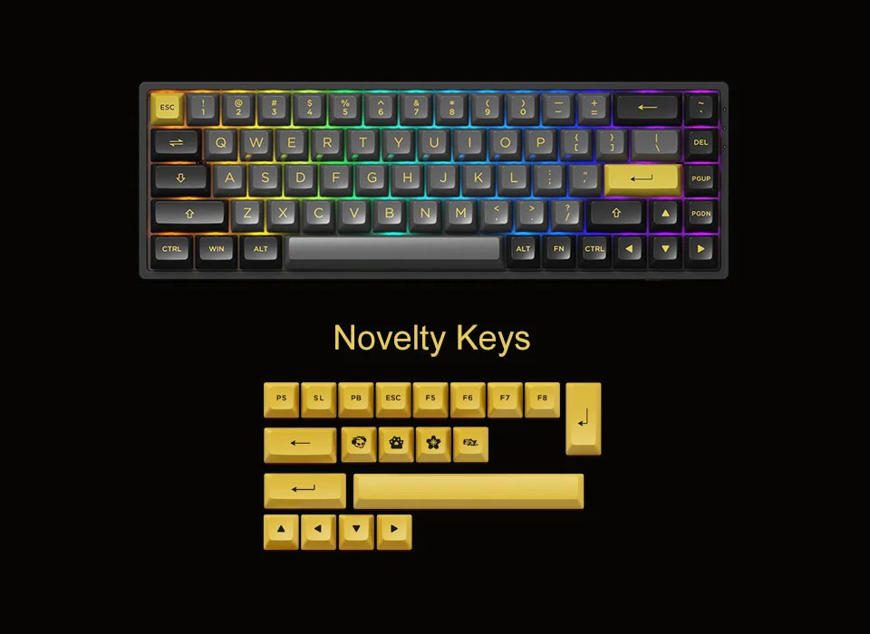 Bàn phím cơ AKKO 3068B Plus Black&Gold (Bluetooth 5.0 / Wireless 2.4Ghz / Hotswap / Foam tiêu âm / AKKO CS Jelly sw)