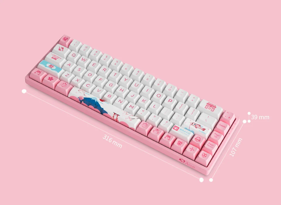 Bàn phím cơ AKKO 3068B Plus World Tour Tokyo R2 (Bluetooth 5.0 / Wireless 2.4Ghz / Hotswap / Foam tiêu âm / AKKO CS Jelly Pink)
