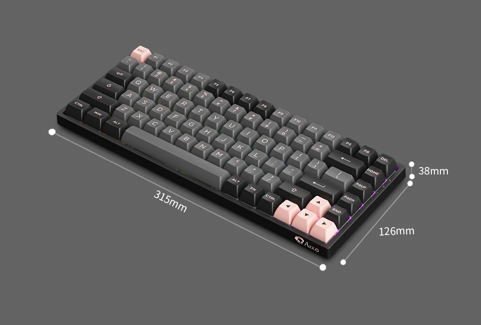 Bàn phím cơ AKKO 3084B Plus Black Pink (Bluetooth 5.0 / Wireless 2.4Ghz / Hotswap / Foam tiêu âm / AKKO CS Jelly sw)