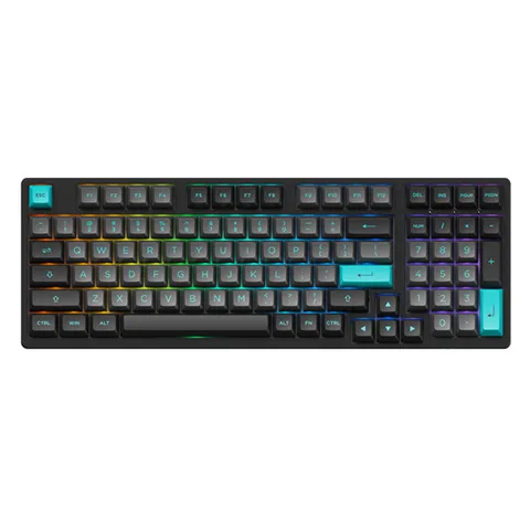 Bàn phím cơ AKKO 3098B Multi-modes Black & Cyan (Bluetooth 5.0 / Wireless 2.4Ghz / Hotswap / Foam tiêu âm / AKKO CS Jelly switch)