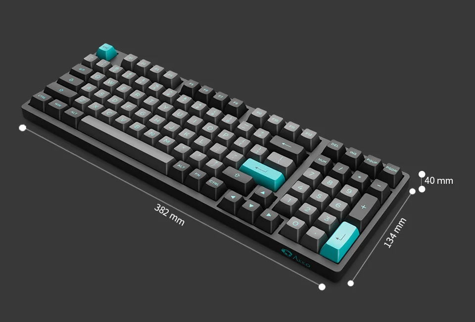 Bàn phím cơ AKKO 3098B Multi-modes Black & Cyan (Bluetooth 5.0 / Wireless 2.4Ghz / Hotswap / Foam tiêu âm / AKKO CS Jelly switch)