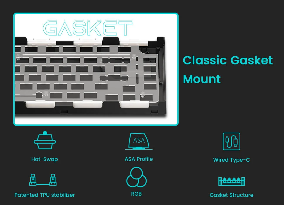 Bàn phím cơ AKKO 5075B Plus Black & Cyan (Multi-modes / RGB / Hotswap / Gasket mount)