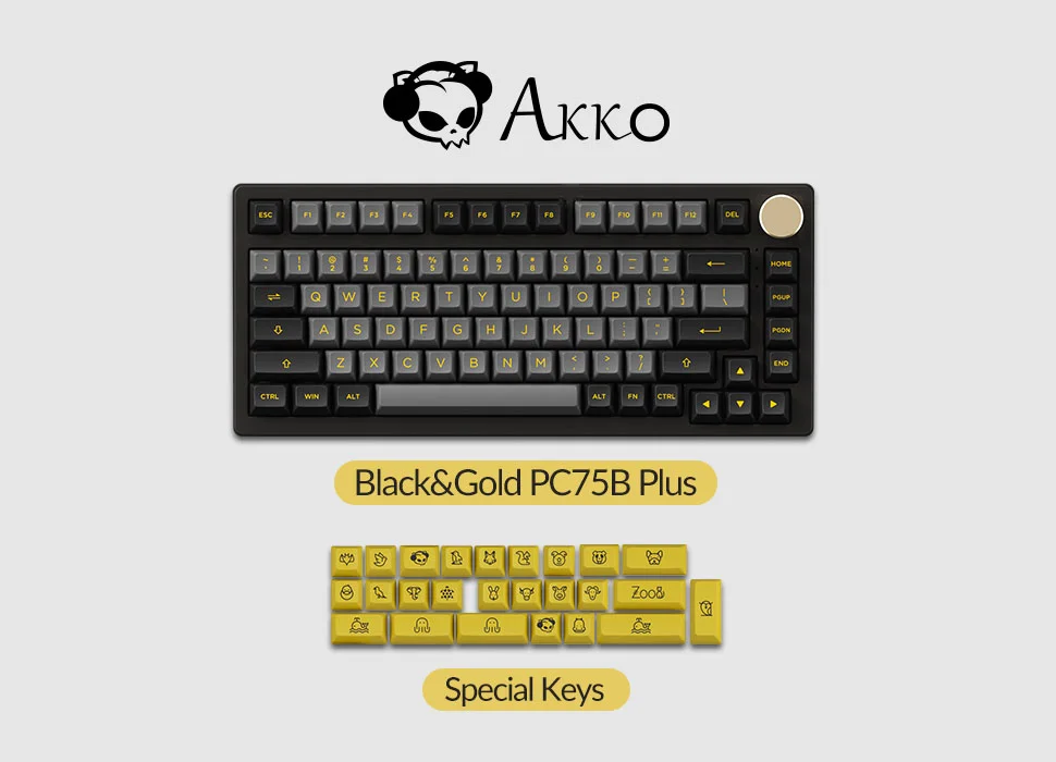 Bàn phím cơ AKKO PC75B Plus v2 Black&Gold (Multi-modes / Hotswap / RGB / Top mount)