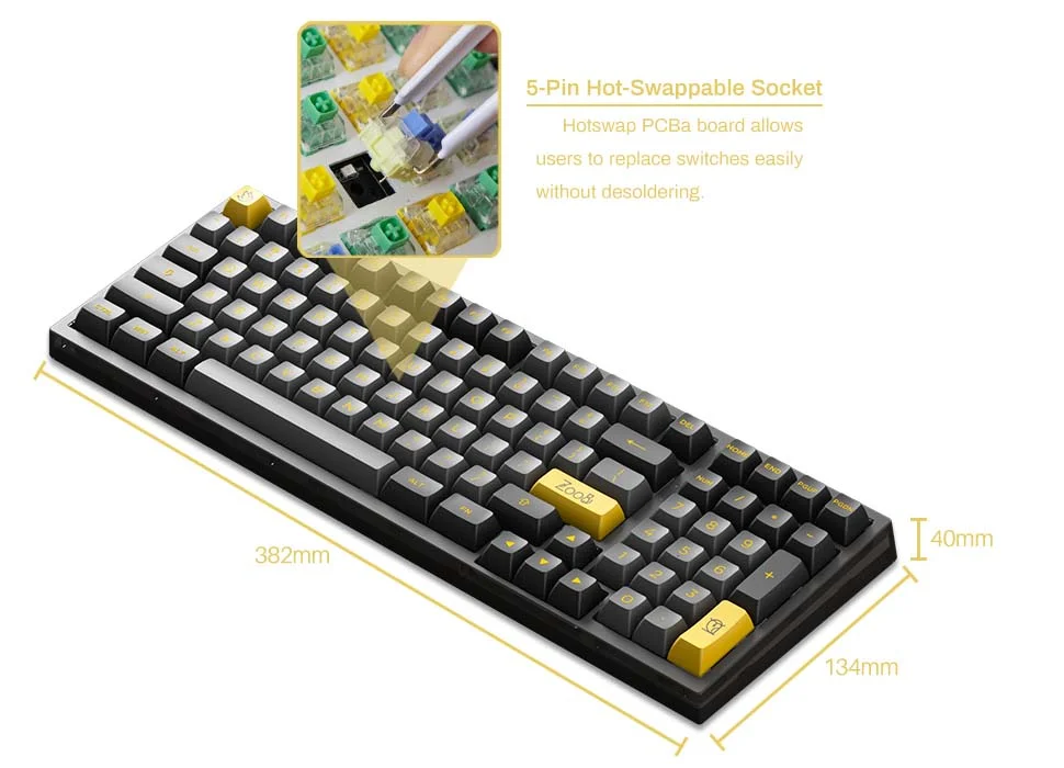 Bàn phím cơ AKKO PC98B Plus Black&Gold (Multi-modes / Hotswap / RGB / Top mount)