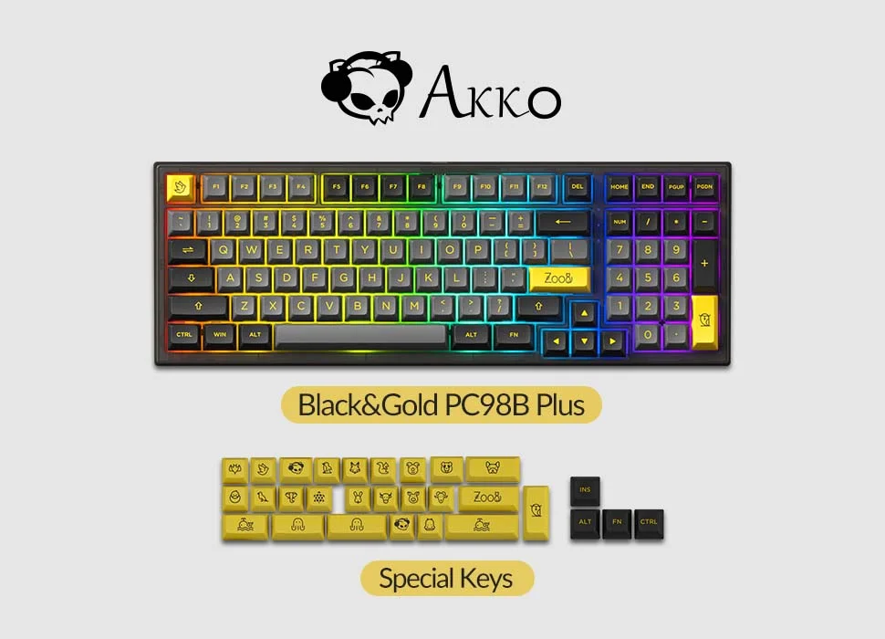Bàn phím cơ AKKO PC98B Plus Black&Gold (Multi-modes / Hotswap / RGB / Top mount)