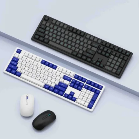 Phím chuột không dây AKKO MX108 (Bluetooth – 2.4Ghz – Black & Cyan / Blue on White)