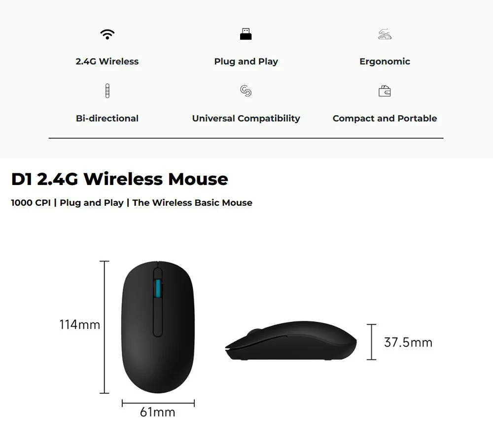 Chuột không dây MonsGeek D1 (2.4Ghz – Đen / Trắng / Hồng)