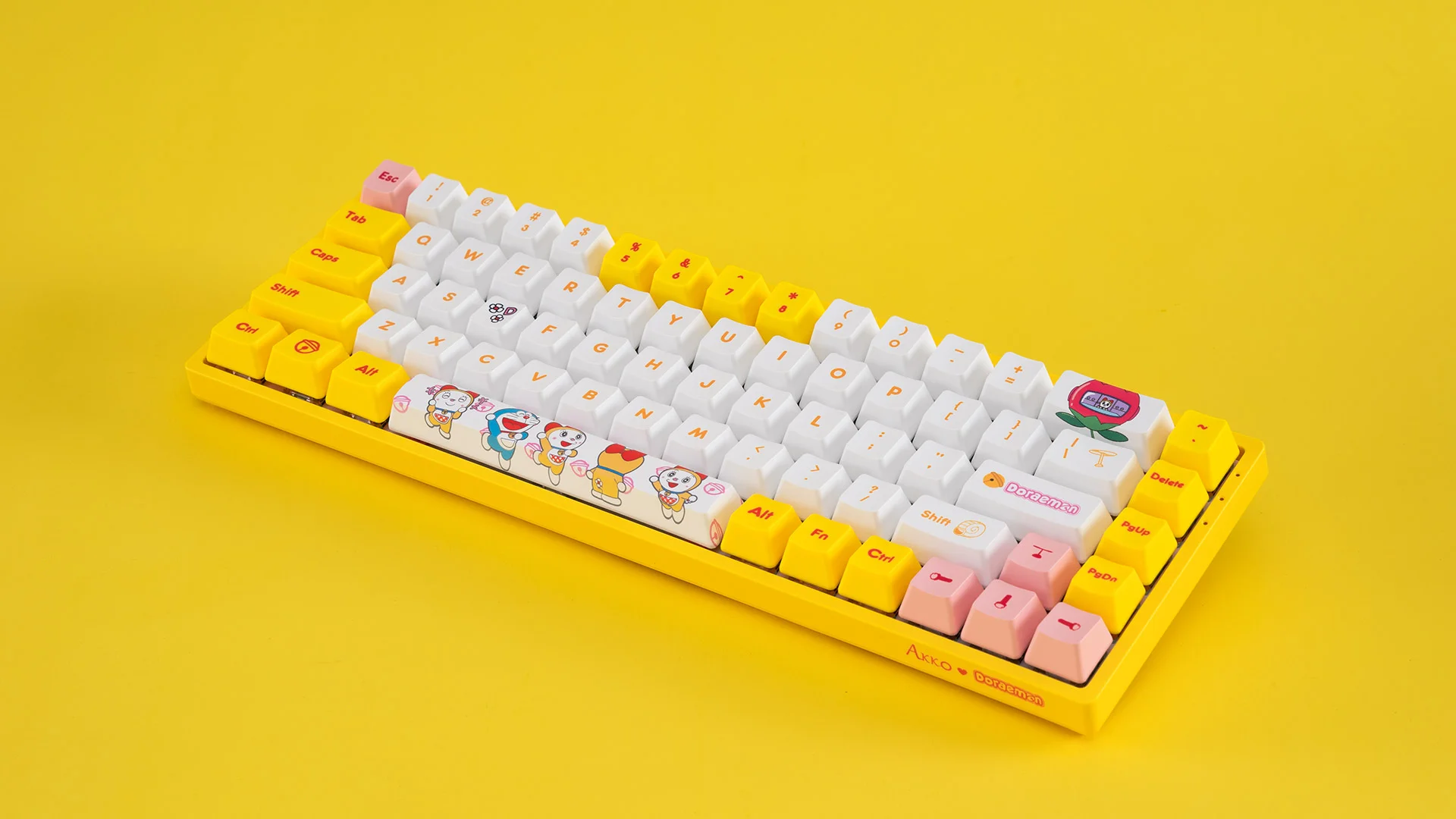 Bàn phím cơ Akko 3068 Doraemon Bluetooth 5.0 (Akko switch V2) - Bản màu vàng