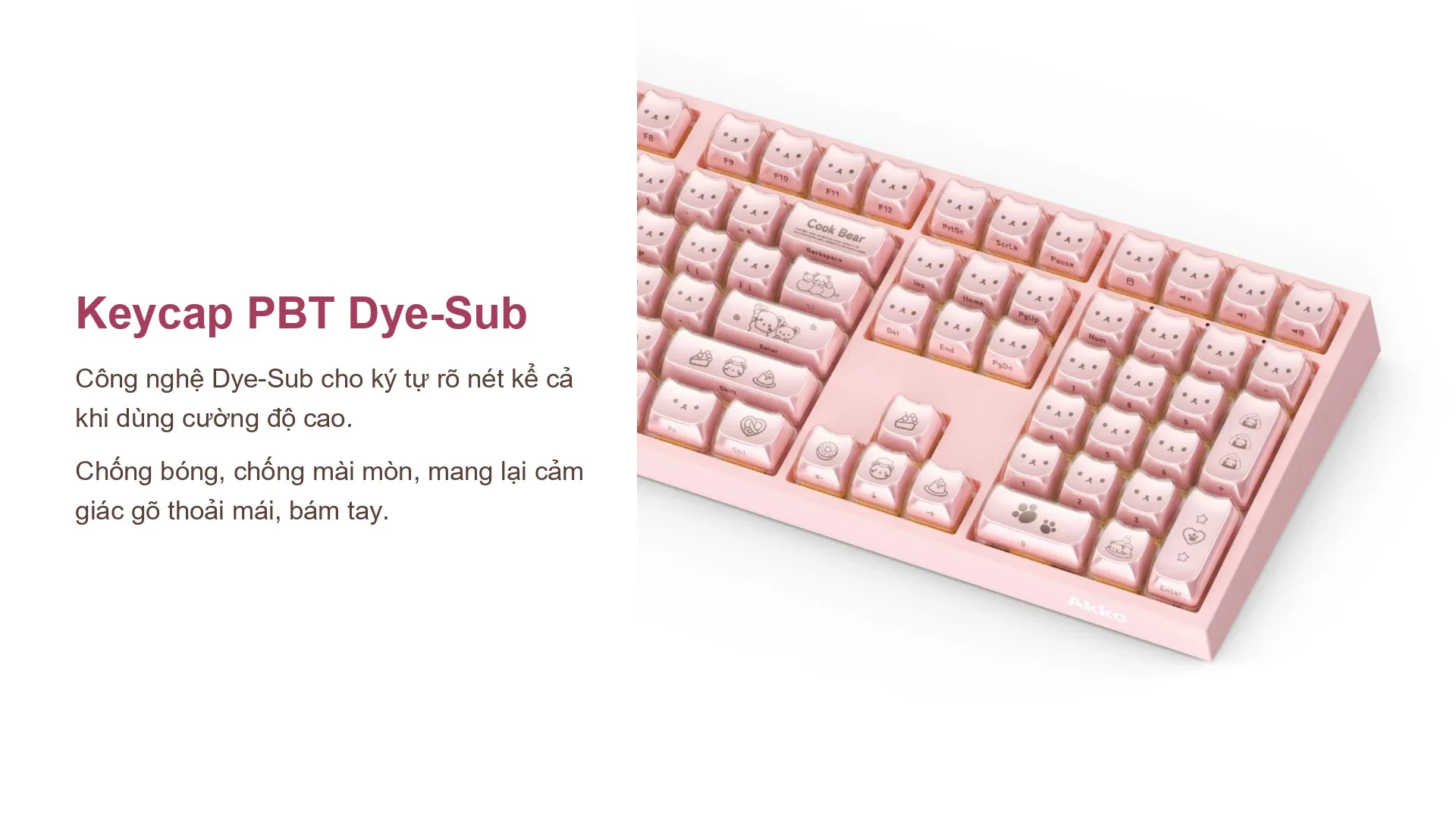 Bàn phím cơ AKKO 5108 V5 Greedy Bear – Pink