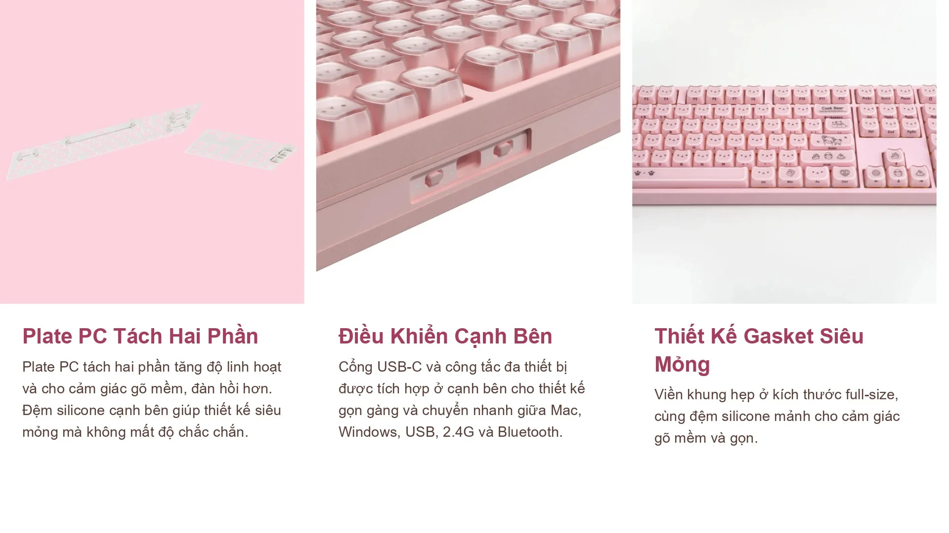 Bàn phím cơ AKKO 5108 V5 Greedy Bear – Pink