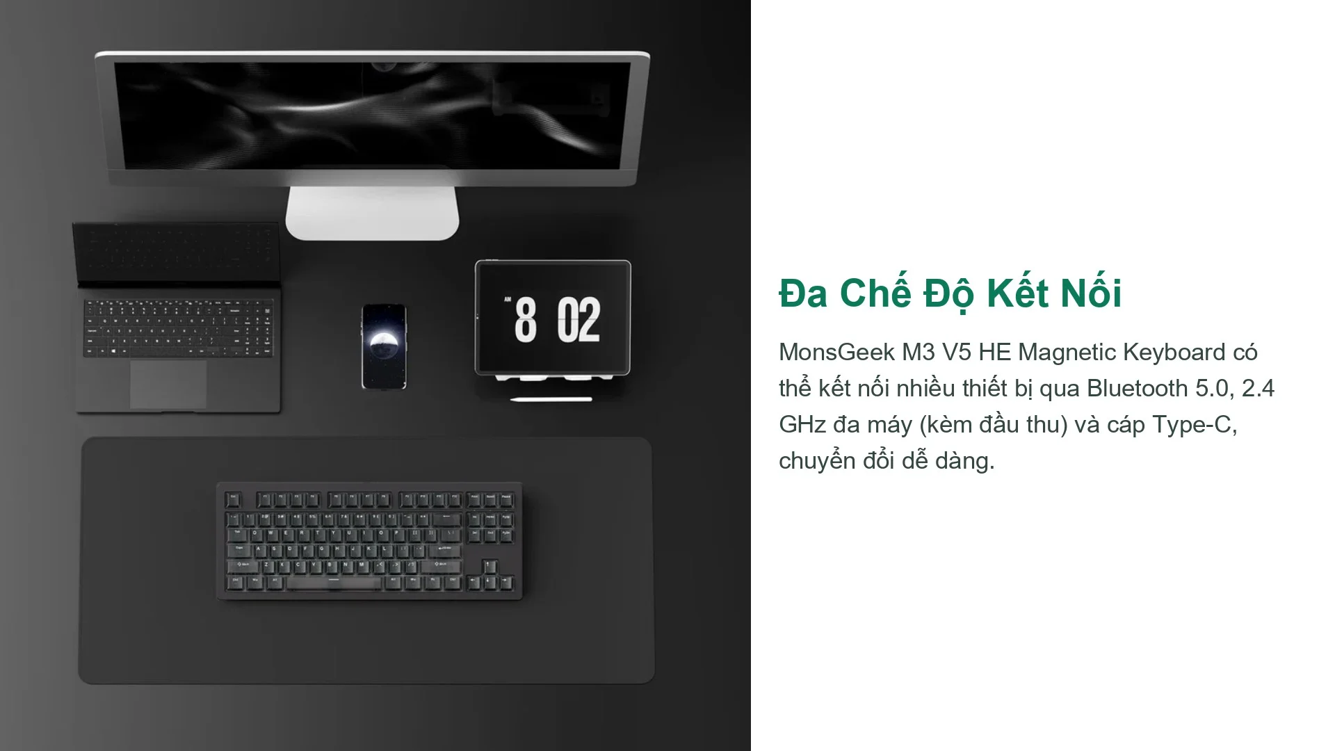 Bàn phím cơ MonsGeek M3 V5 HE White Transparent