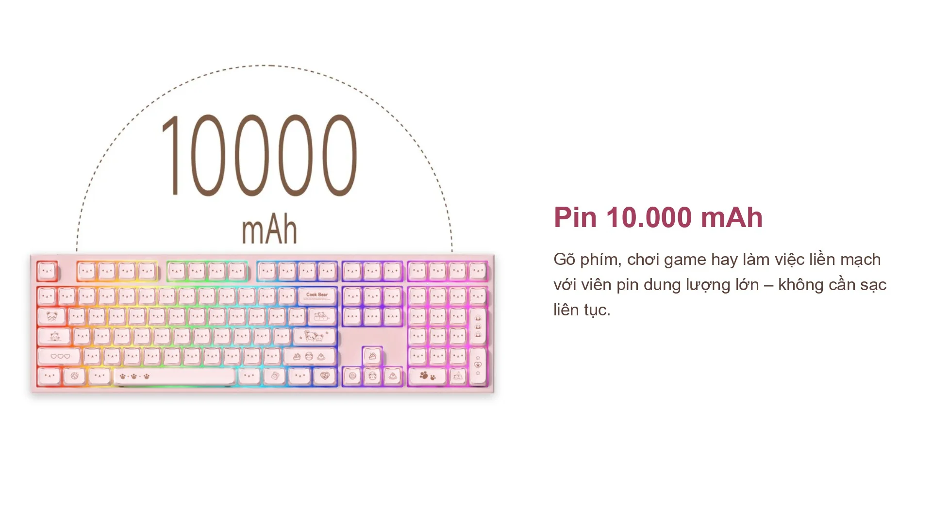 Bàn phím cơ AKKO 5108 V5 Greedy Bear – Pink
